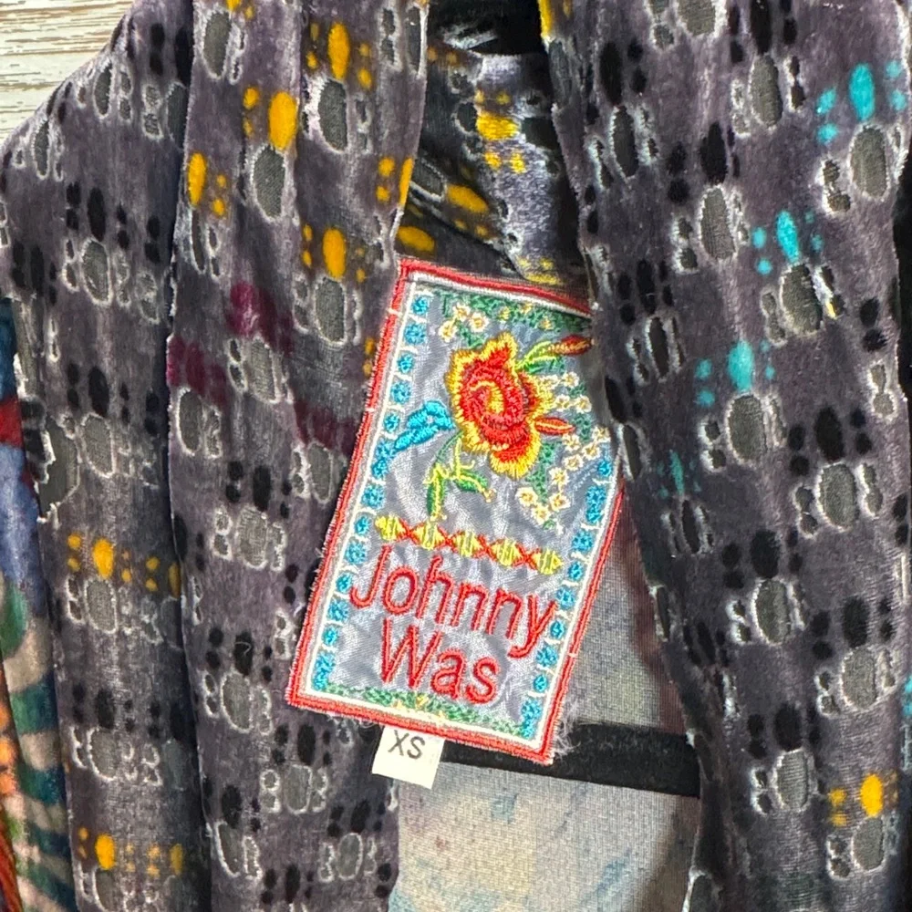 Johnny Was Multicolor Floral Velvet Kimono - Picture 3 of 3